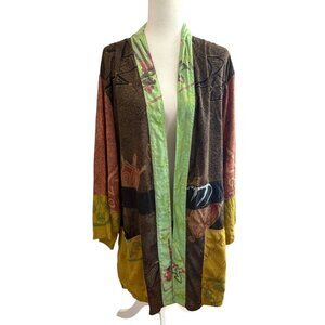 Kusnadi Art to Wear Open Front Kimono Jacket Robe Turtle Print